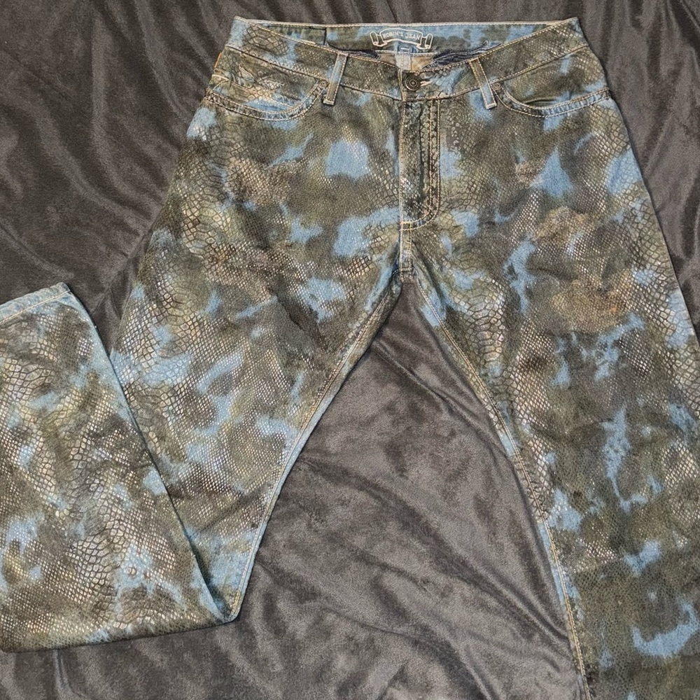 Blue & Black Snakeskin Men’s Robin Jeans Size 36